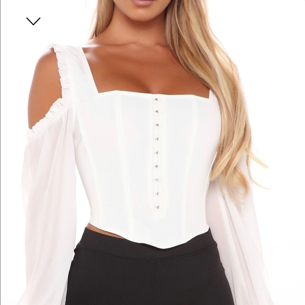Fashion Nova Of Corset Not Ruffled Top- Ivory Size small
